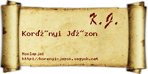 Korényi Jázon névjegykártya